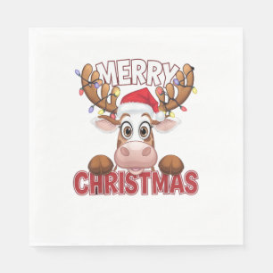 Cow Peek-a-Boo Merry Christmas Napkin