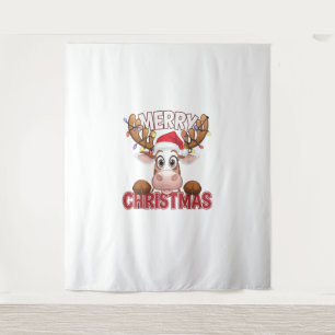 Cow Peek-a-Boo Merry Christmas  Tapestry