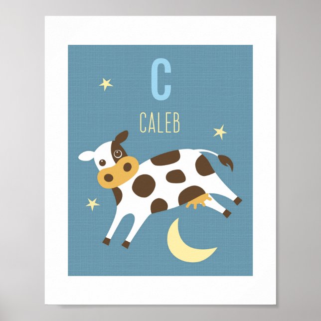 Cow Personalised Nursery Poster Print (Front)