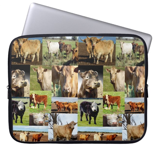 Cow Photo Collage, Laptop Sleeve (Front)