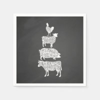cow pig chicken butcher meat cuts art small holder