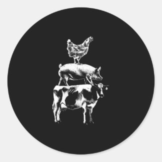 Cow Pig Chicken  Farm Animal Gift Classic Round Sticker