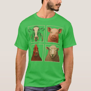 Cow Pig Sheep Hen Farm Animals T-Shirt