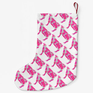 Cow Pink and White Silhouette Small Christmas Stocking