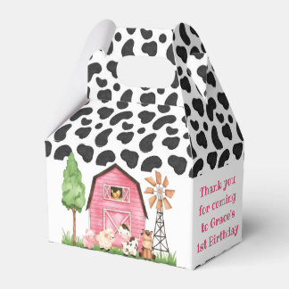 Cow Pink Farm Barnyard Birthday Party Favour Box