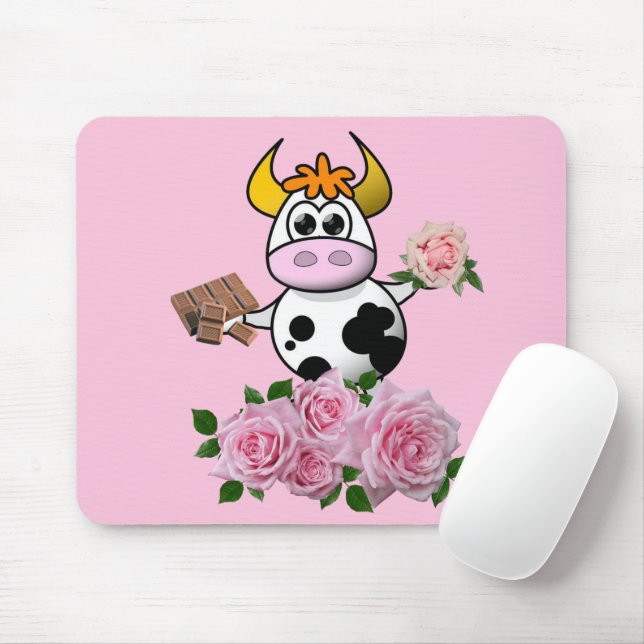 Cow Pink Rose Floral  Mouse Pad! Mouse Pad (With Mouse)