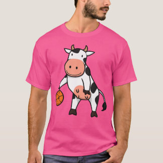 Cow Playing Basketball Ironic Ball Sports Hobby T-Shirt