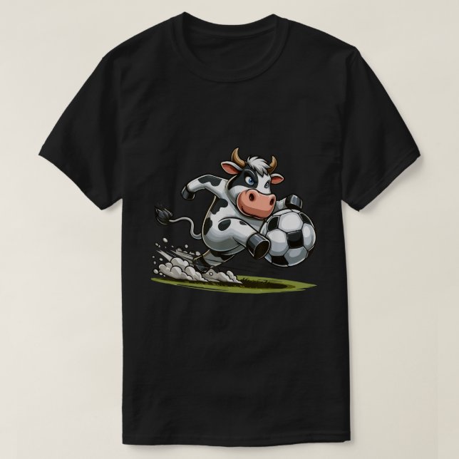 Cow Playing Soccer Sports Cows Lover T-Shirt (Design Front)