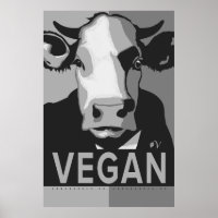 Cow Pop Art Poster in Black and White - Vegan 