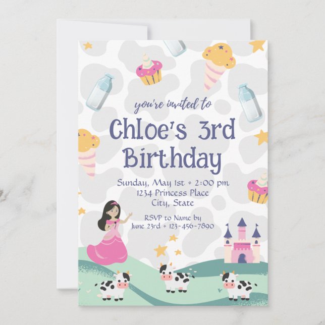 Cow Princess Birthday Invitation (Front)