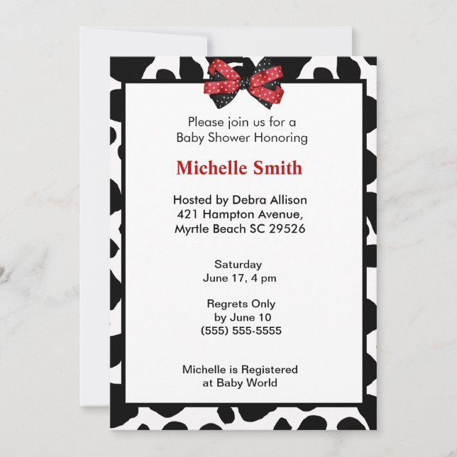 Cow Print Baby Shower Invitations (Front)