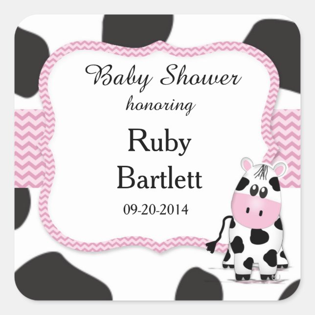 Cow Print Baby Shower Sticker (Front)