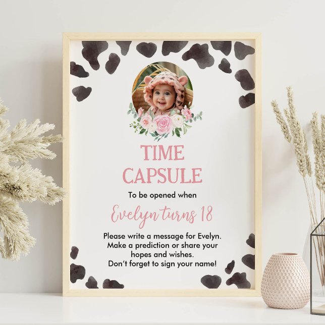 Cow Print Birthday Time Capsule Sign (Creator Uploaded)