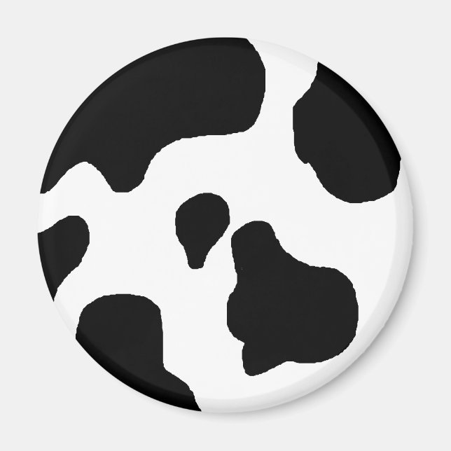 Cow print black and white blotchy pattern magnet (Front)