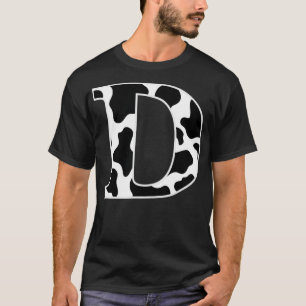 Cow Print Black and White Initial Letter D T-Shirt