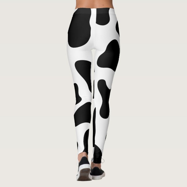 Cow Print Black and White Leggings (Back)
