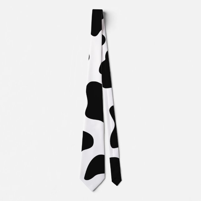 Cow Print Black & White Fun Halloween Tie (Front)