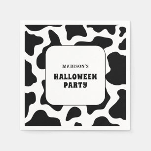 Cow Print Black & White Halloween Party Napkin