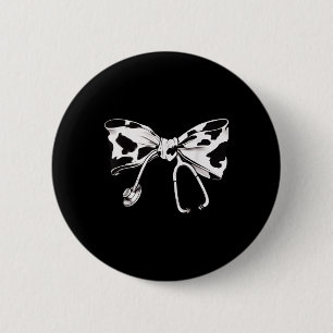 Cow Print Bow And Stethoscope Nurse Rn Graduation 6 Cm Round Badge