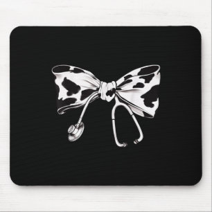 Cow Print Bow And Stethoscope Nurse Rn Graduation Mouse Pad