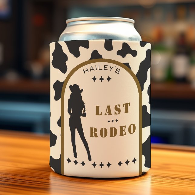 Cow Print Brown Cowgirl Wedding Bachelorette Party Can Cooler (Creator Uploaded)