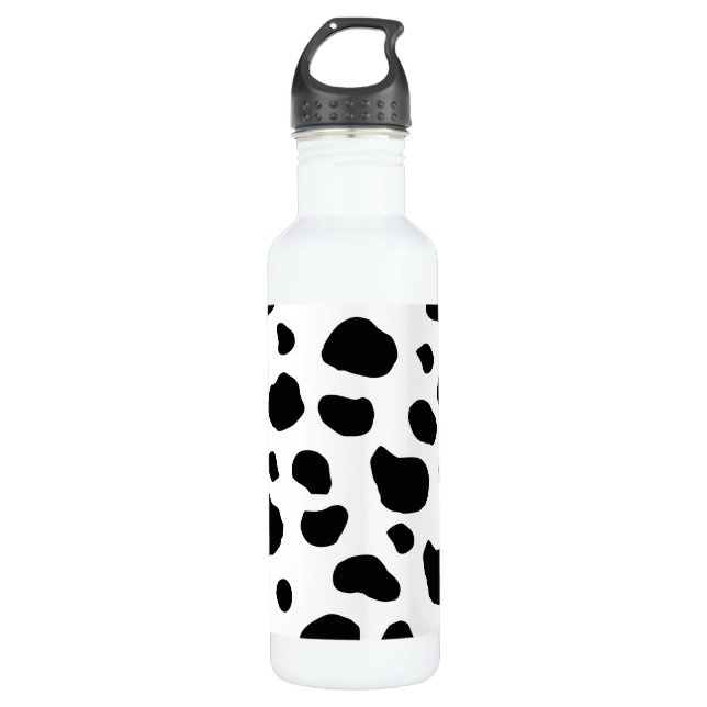 Cow Print, Cow Pattern, Cow Spots, Black And White 710 Ml Water Bottle (Front)