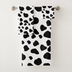 Cow Print, Cow Pattern, Cow Spots, Black And White Bath Towel Set
