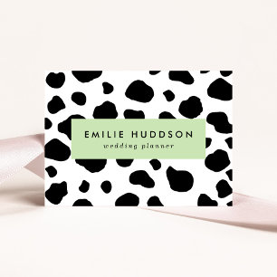 Cow Print, Cow Pattern, Cow Spots, Black And White Business Card