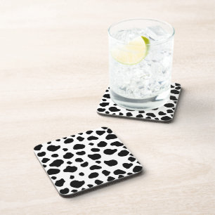 Cow Print, Cow Pattern, Cow Spots, Black And White Coaster