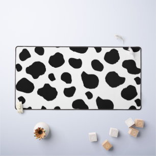 Cow Print, Cow Pattern, Cow Spots, Black And White Desk Mat
