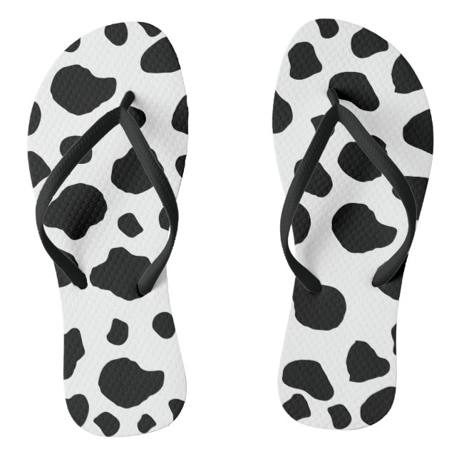 Cow Print, Cow Pattern, Cow Spots, Black And White Jandals (Footbed)