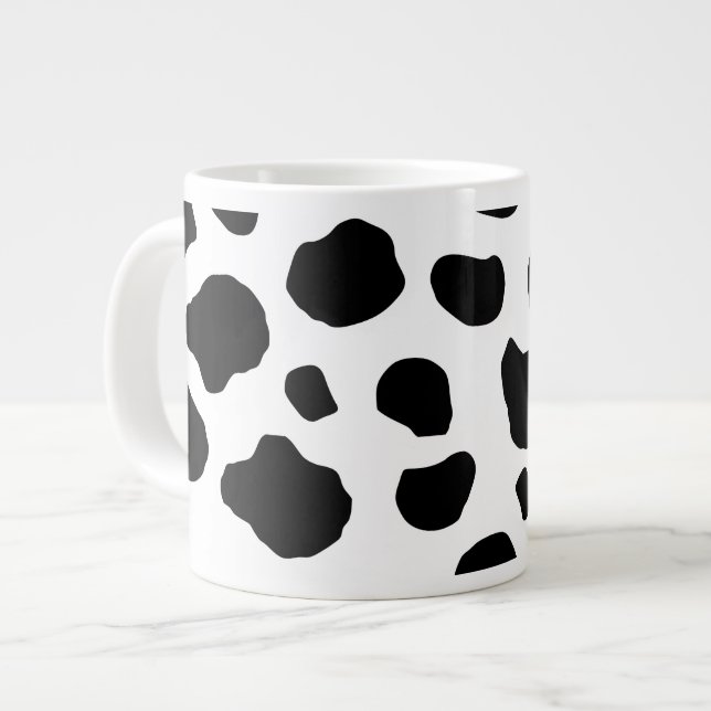 Cow Print, Cow Pattern, Cow Spots, Black And White Large Coffee Mug (Front Left)