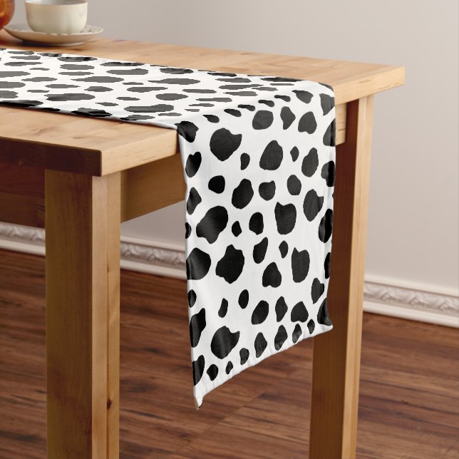 Cow Print, Cow Pattern, Cow Spots, Black And White Medium Table Runner (In Situ)