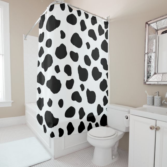 Cow Print, Cow Pattern, Cow Spots, Black And White Shower Curtain (In Situ)