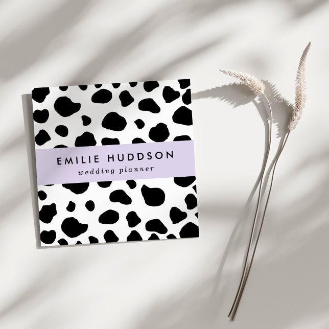 Cow Print, Cow Pattern, Cow Spots, Black And White Square Business Card (Creator Uploaded)