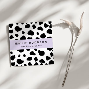 Cow Print, Cow Pattern, Cow Spots, Black And White Square Business Card