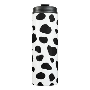 Cow Print, Cow Pattern, Cow Spots, Black And White Thermal Tumbler