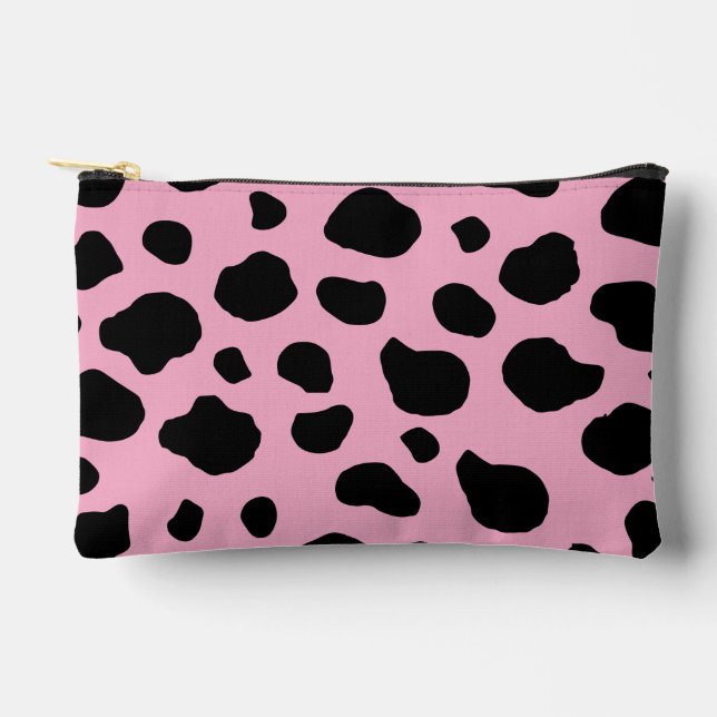 Cow Print, Cow Pattern, Cow Spots, Pink Cow Accessory Pouch (Front)