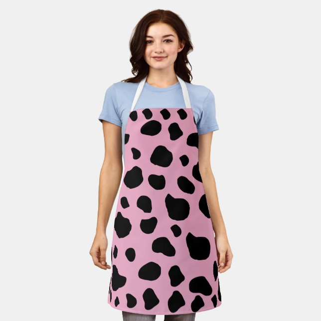 Cow Print, Cow Pattern, Cow Spots, Pink Cow Apron (Worn)