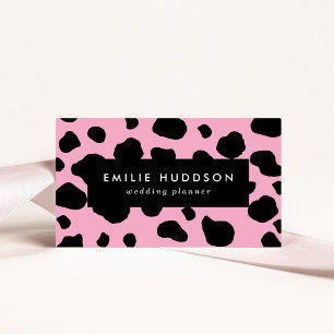Cow Print, Cow Pattern, Cow Spots, Pink Cow Business Card