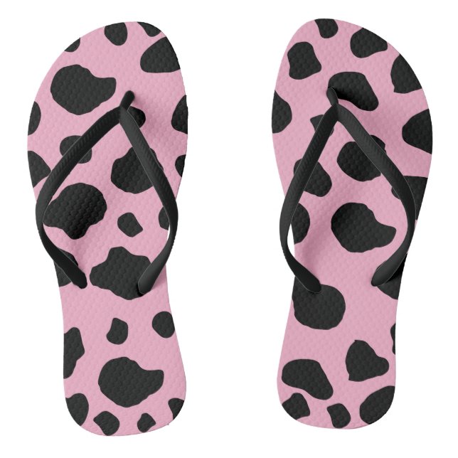 Cow Print, Cow Pattern, Cow Spots, Pink Cow Jandals (Footbed)
