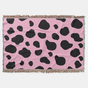 Cow Print, Cow Pattern, Cow Spots, Pink Cow Throw Blanket