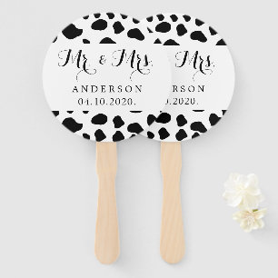 Cow Print, Cow Spots, Black And White, Wedding Hand Fan