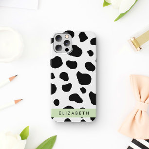 Cow Print, Cow Spots, Black And White, Your Name iPhone 12 Pro Case