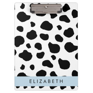 Cow Print, Cow Spots, Black And White, Your Name Clipboard