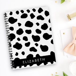 Cow Print, Cow Spots, Black And White, Your Name Notebook