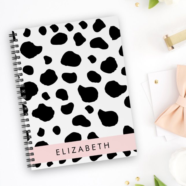 Cow Print, Cow Spots, Black And White, Your Name Planner (Creator Uploaded)