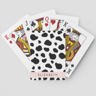 Cow Print, Cow Spots, Black And White, Your Name Playing Cards