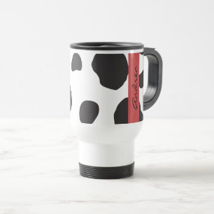 Cow Print, Cow Spots, Black And White, Your Name Travel Mug