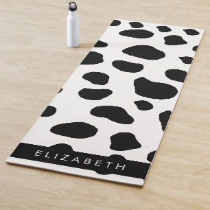 Cow Print, Cow Spots, Black And White, Your Name Yoga Mat